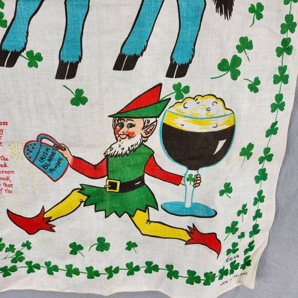 Vintage Irish Themed Linen Tea Towel With Recipes & Graphics - Picture 3 of 7